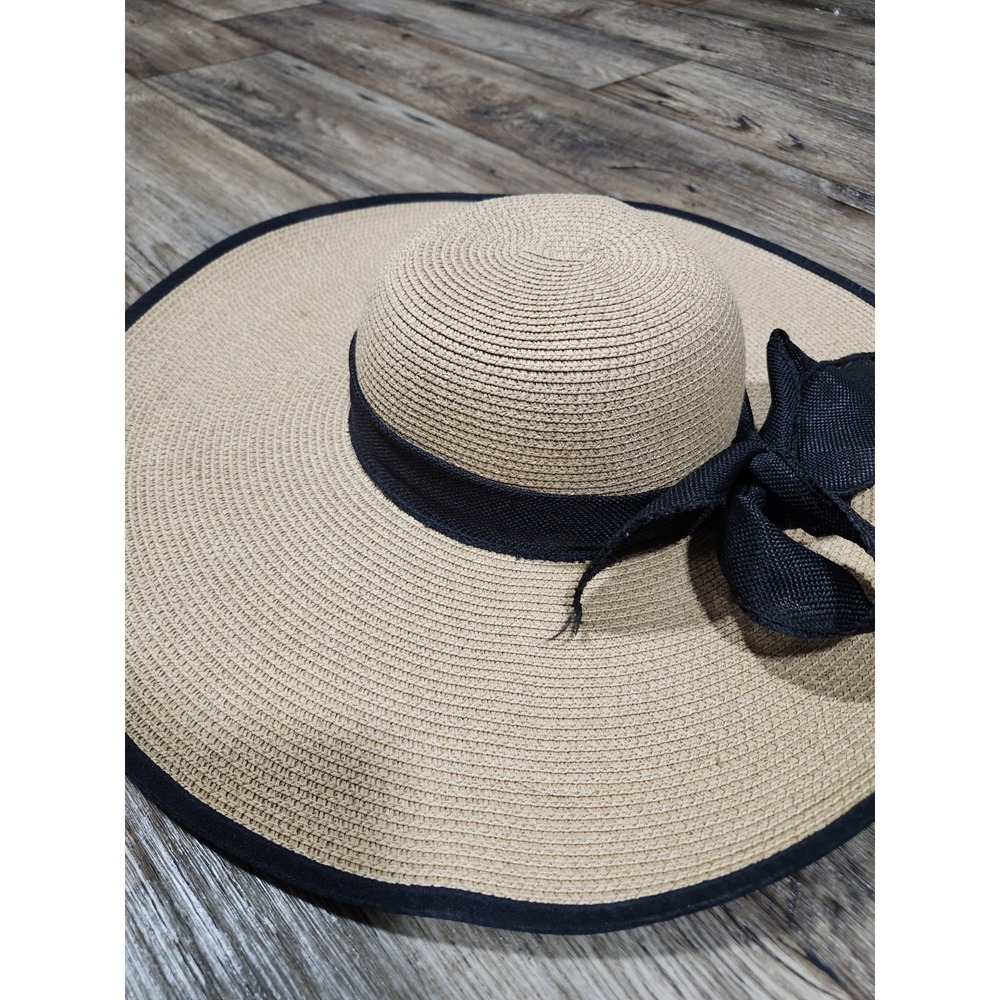 Wide Brim Floppy Summer Sun Beach Hat Derby Vacation elegant paper weave black - Picture 5 of 16